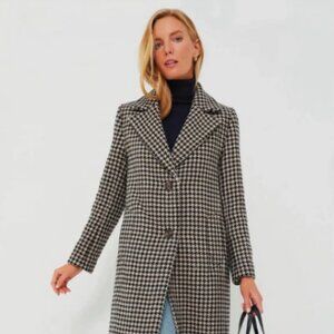 Barbour Angelina Houndstooth Trench Coat in Light Fawn MSRP$680 British Lux